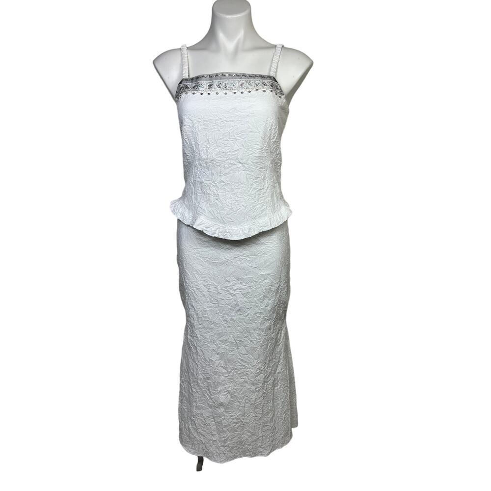 Dina Bar-El Midi Skirt Set Dress Wedding Cocktail White Size 2 NWT